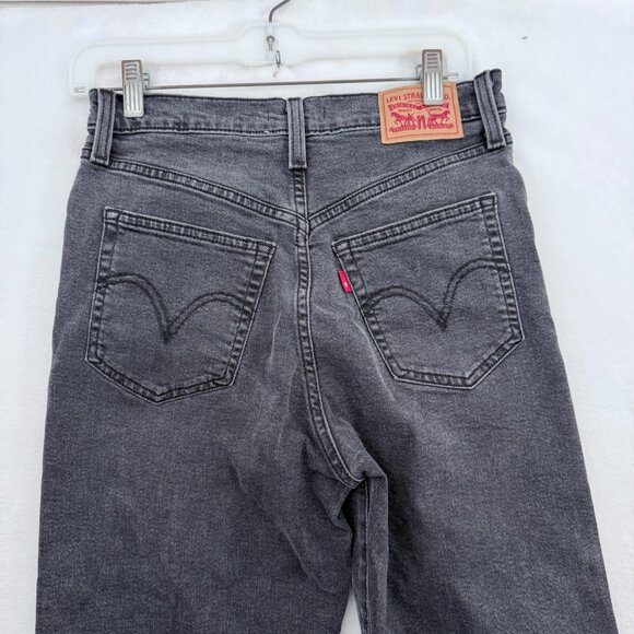 Levis Jeans Womens 28x25 Black Ribcage Straight Ankle Stretch - Picture 12 of 13